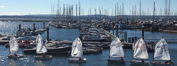 Optimists launching from Bath Road slipway in Lymington